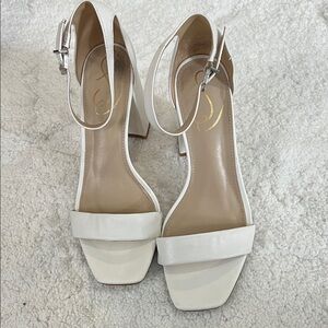 Sam Edelman White Block Heel Sandals 6.5
